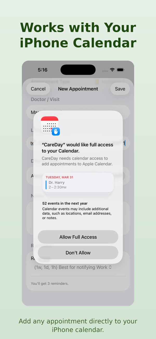 Adding an appointment to Apple Calendar