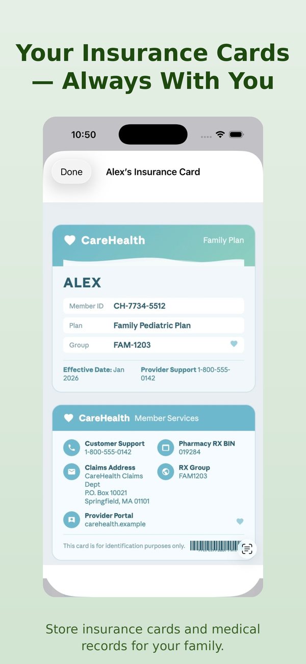Insurance card saved in the app